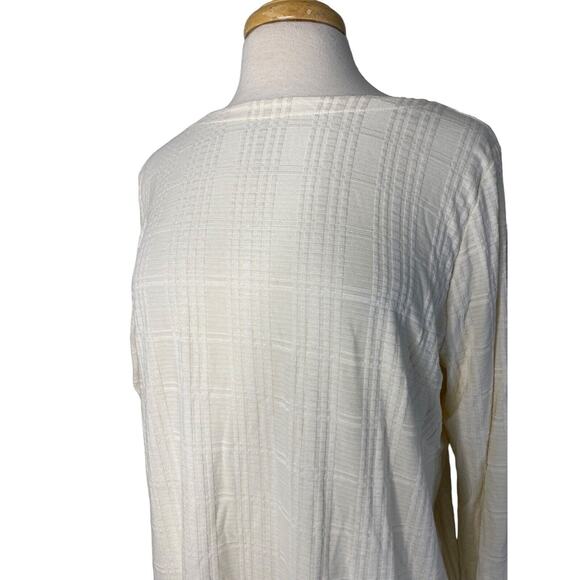 J.JILL Wearever Windowpane Cream Plaid Rayon Jersey 3/4 Sleeve Tunic Large - Picture 4 of 12